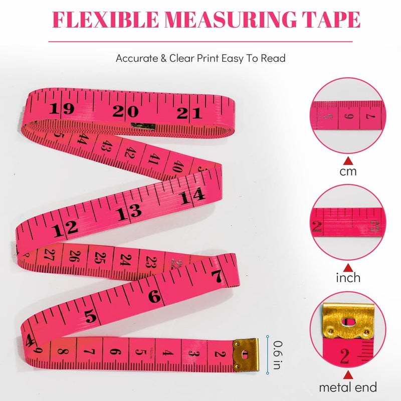 MYGBBKITDEC Tape Measure Body Sewing Measuring Tape Soft Double Scale Fabric Tape Measurement for Sewing Cloth 60-inch, 3 Pack Craft Vinyl Tailor Ruler for Weight Loss (Pink) - Image 5